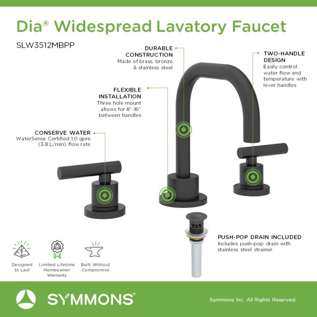 Dia Widespread Two-Handle Bathroom Faucet with Push Pop Drain Assembly ...