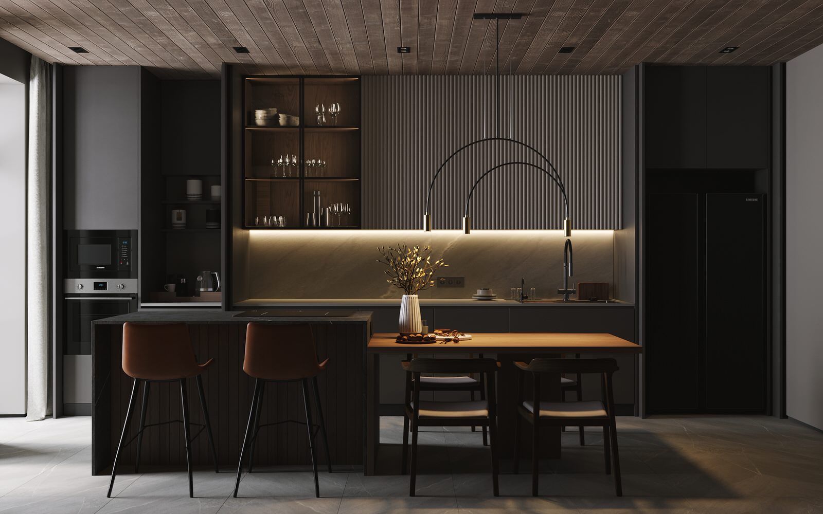 Кухня в большом доме.