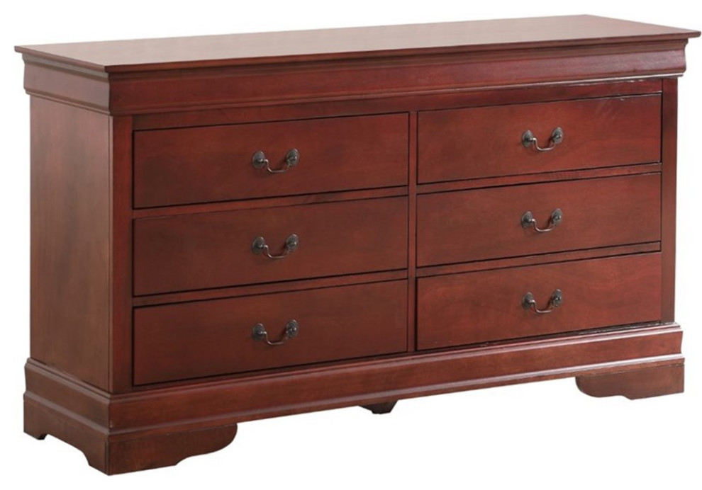 Bowery Hill Engineered Wood Traditional 6 Drawer Dresser in Cherry