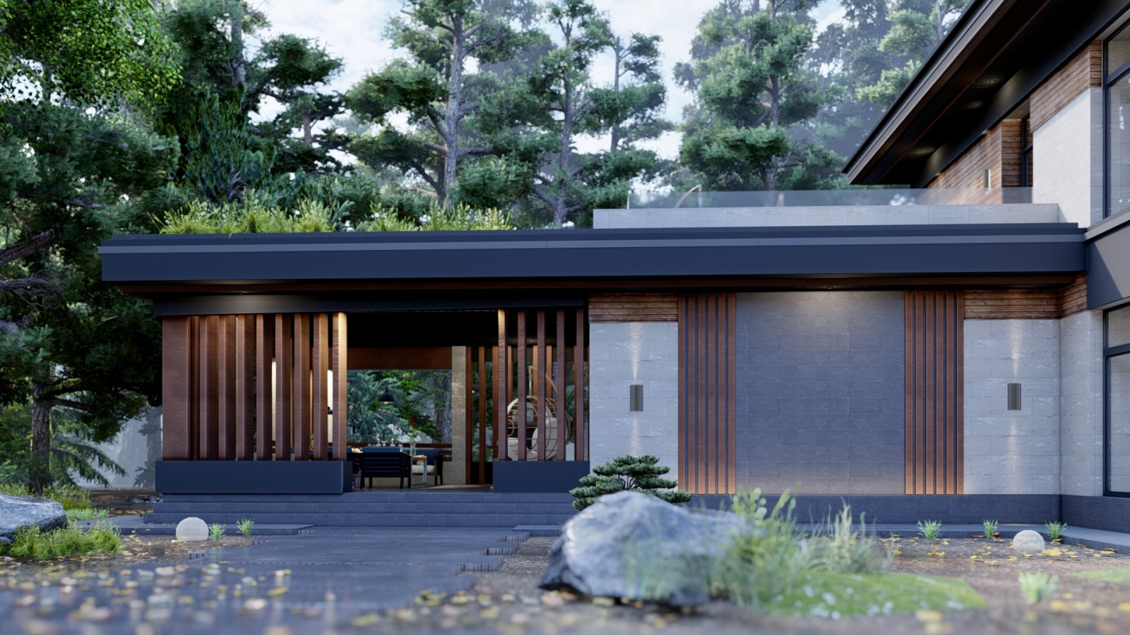 Проект загородного дома с банным комплексом