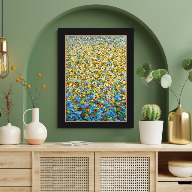 Abstract Handmade Wall Art Framed Museum Quality Wall Decor Size: 44x56 ...