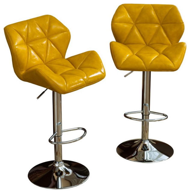 Roundhill Furniture Glasgow Faux Leather Adjustable Bar Stool Yellow