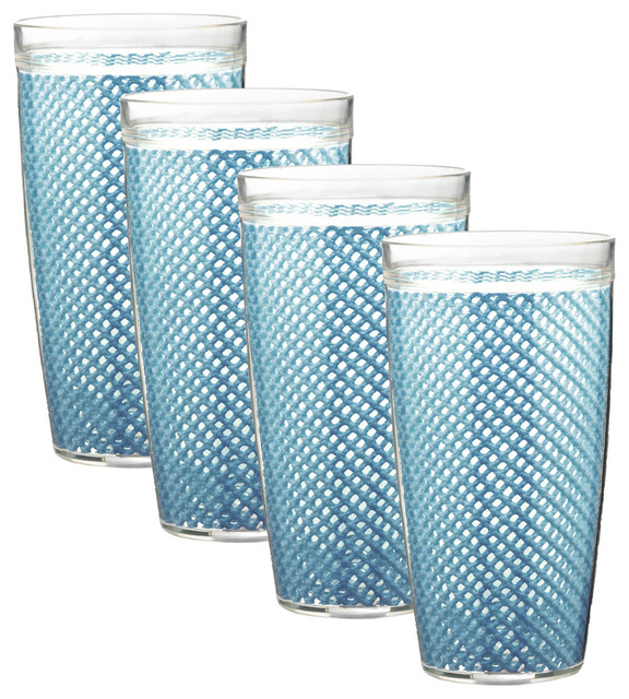 Fishnet 22Oz Niagara Blue Doublewall Drinkware, Set Of 4