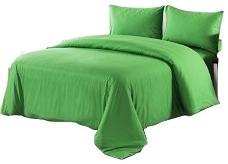 Tache 4 Piece 100 Cotton Solid Green Comforter Set With Zipper