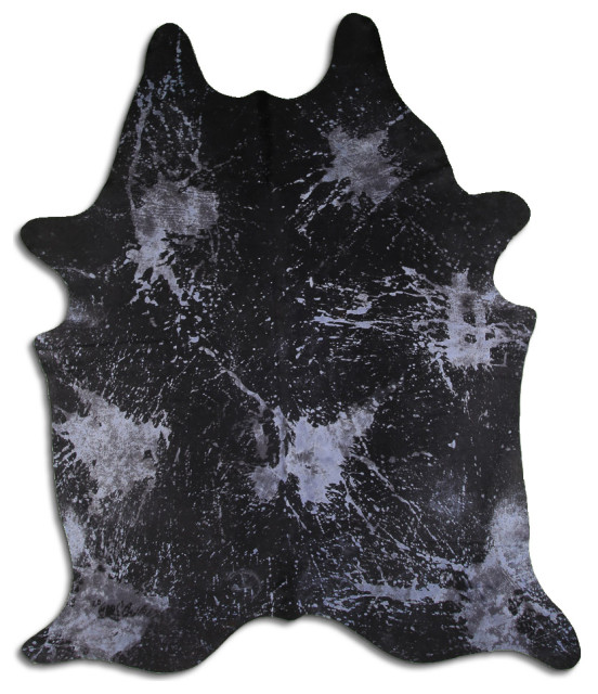 ACID WASHED HAIR ON Cowhide Rug DE DISTRESSED NAVY BLUE, 5'x7' to 6'x8