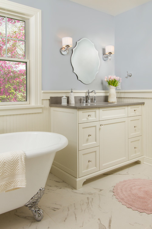 French Country Bathroom With Beadboard