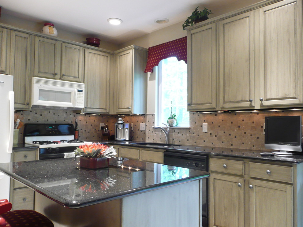 This is an example of a small transitional kitchen in Philadelphia.