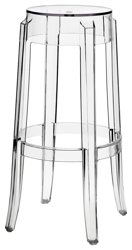 Bettino Clear Acrylic Bar Stools, Set of 2 Contemporary Bar Stools