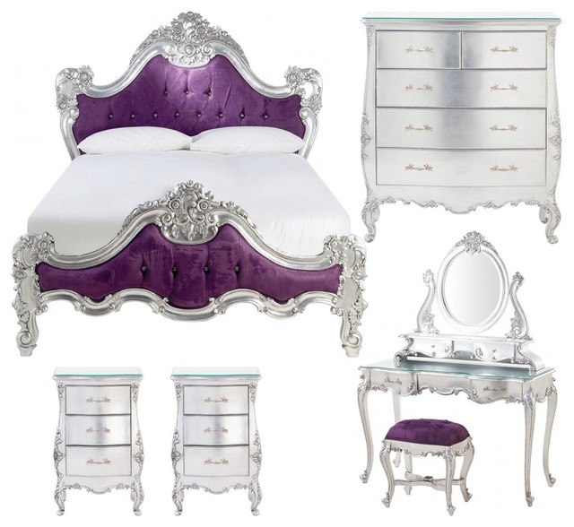 Rococo Bedroom Set Purple And Silver Victorian Rococo Bedroom Set Purple And Silver King