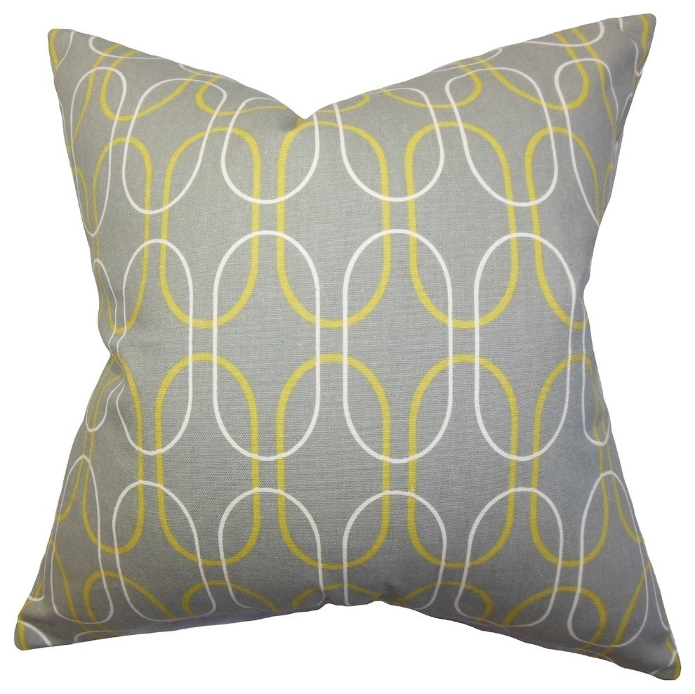 The Pillow Collection 18" Square Ickitt Geometric Throw Pillow