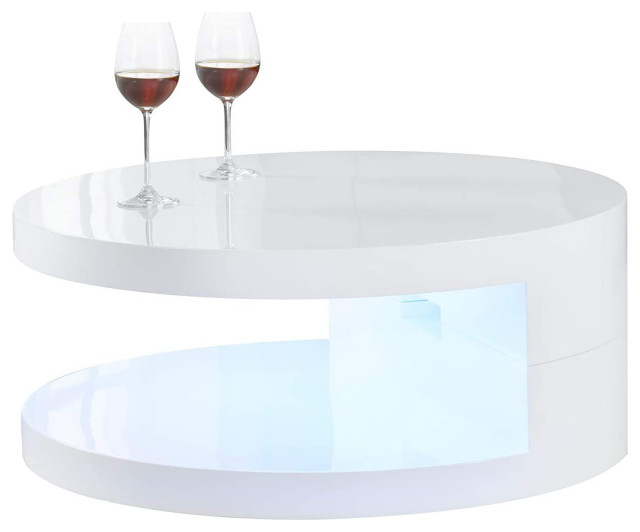 white gloss side table with led light