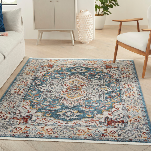 Nourison Carina CNA02 Area Rug, Multicolor, 5'3" x 7'3" Mediterranean Area Rugs by Kolibri