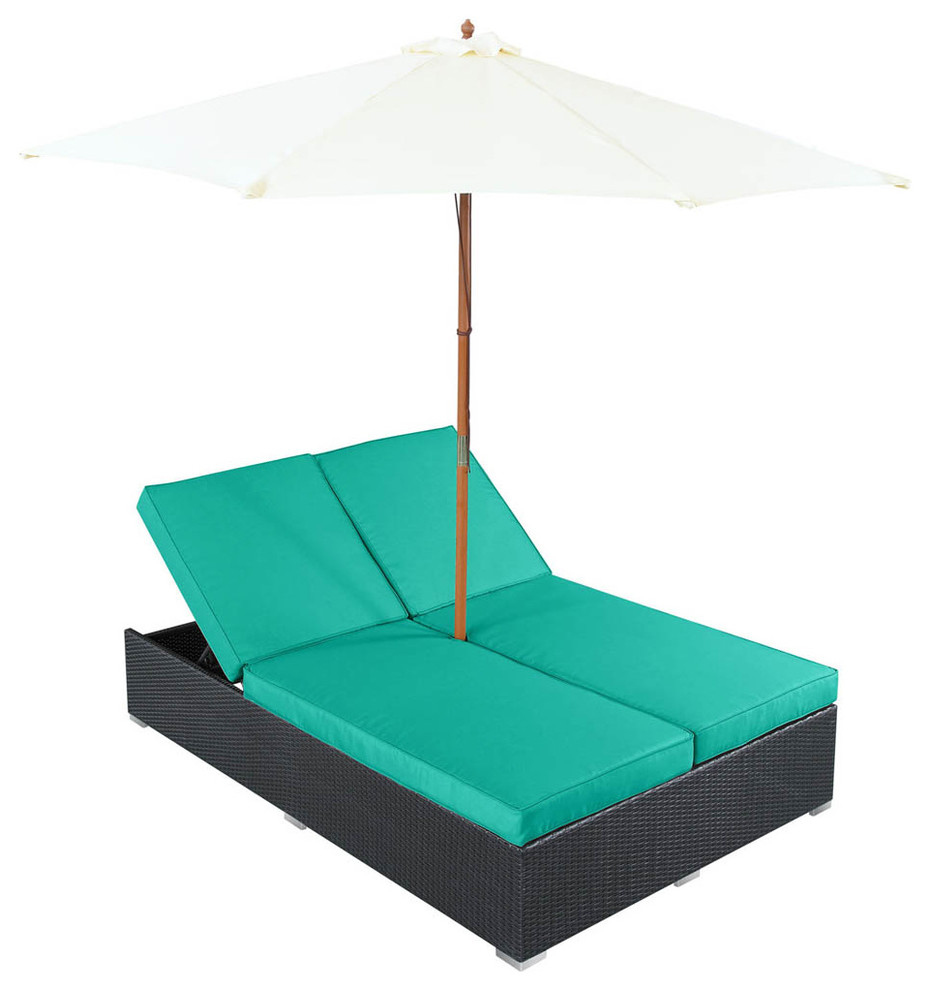 Arrival Chaise in Espresso Turquoise