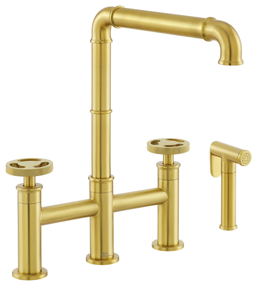 Avallon Pro Widespread Kitchen Faucet with Side Sprayer in Brushed Gold