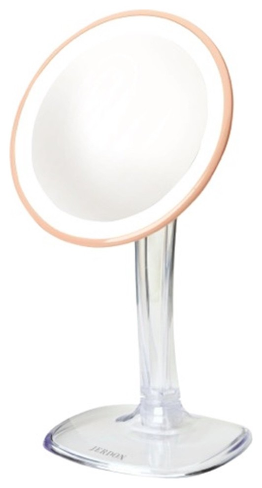 Jerdon 7.25" Battery LED Lighted Makeup Mirror with 5X Mag