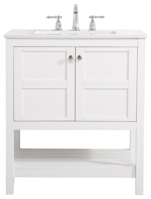 White 30" Single Sink Bathroom Vanity