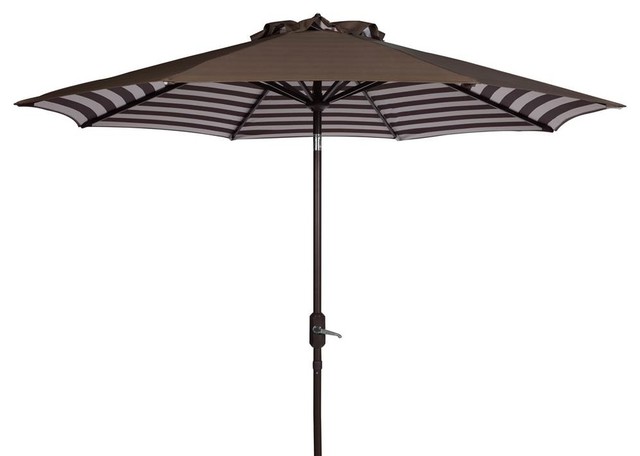 9′ Athens Inside Out Striped Outdoor Auto Tilt Umbrella Blue/White – Safavieh For Sale