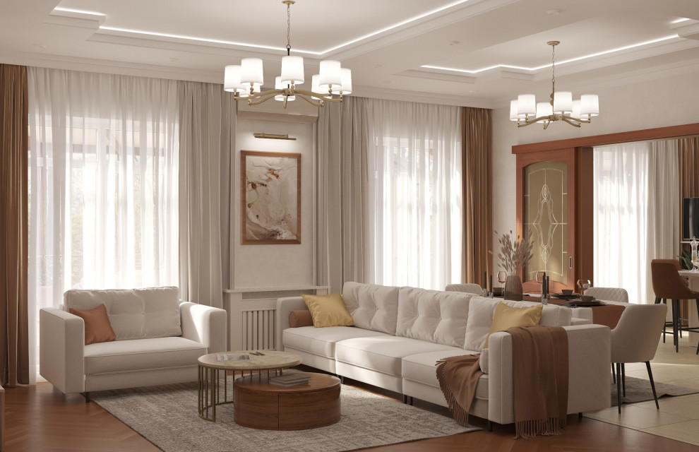 Интерьер гостиной загородного дома