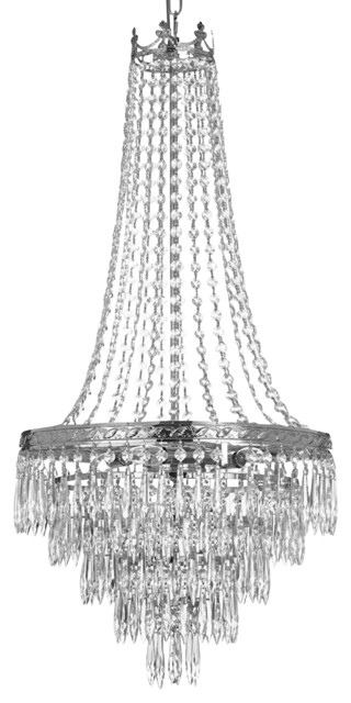 French Empire Crystal Chandelier, First Lighting Acamar 5 Light Crystal Chandelier
