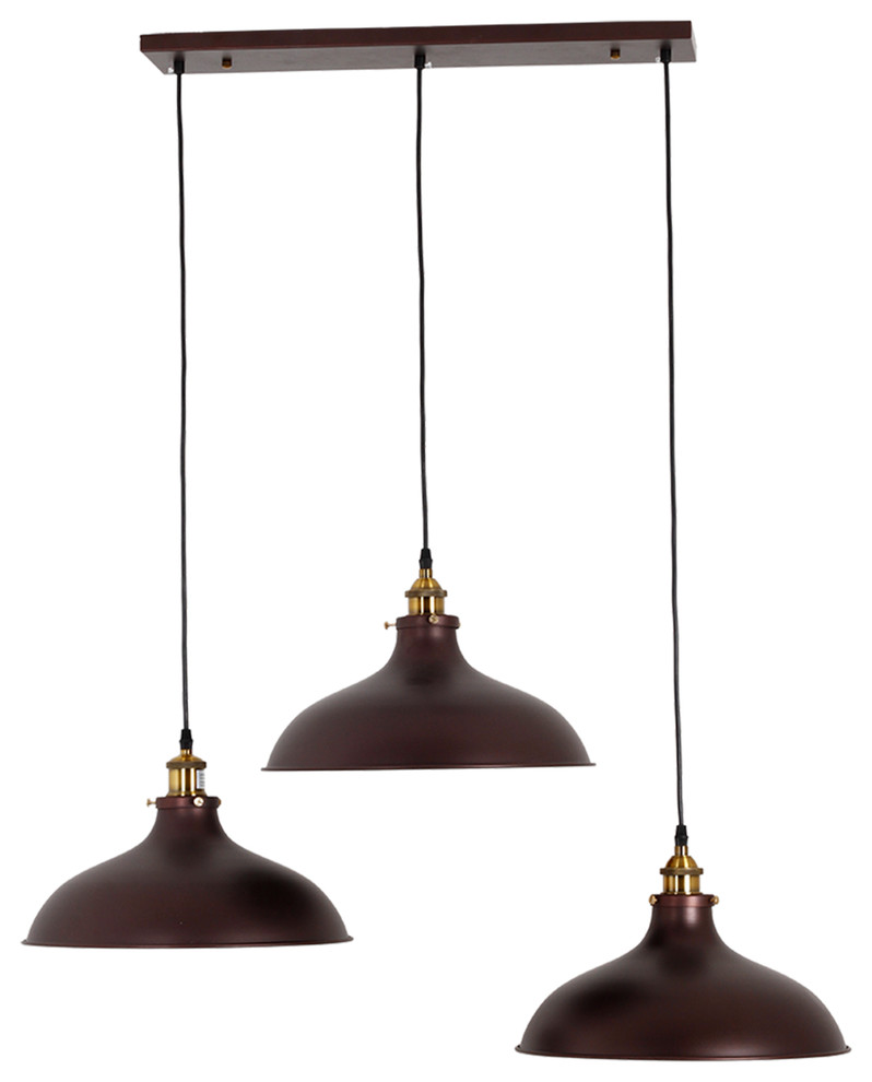 Eadred Industrial 3Light Oil Rubbed Bronze Island Pendant, 14" Wide