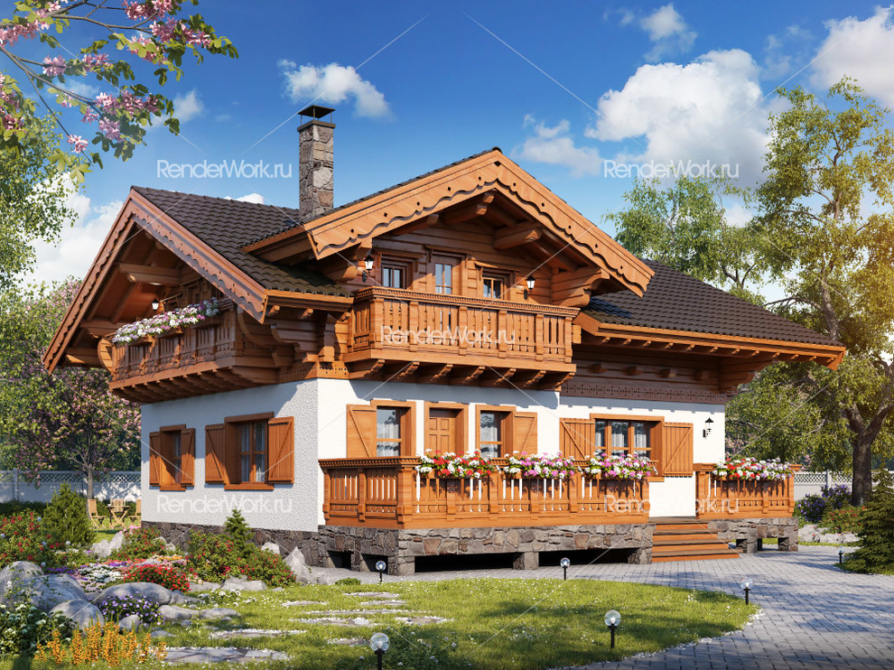 Визуализация комбинированного дома