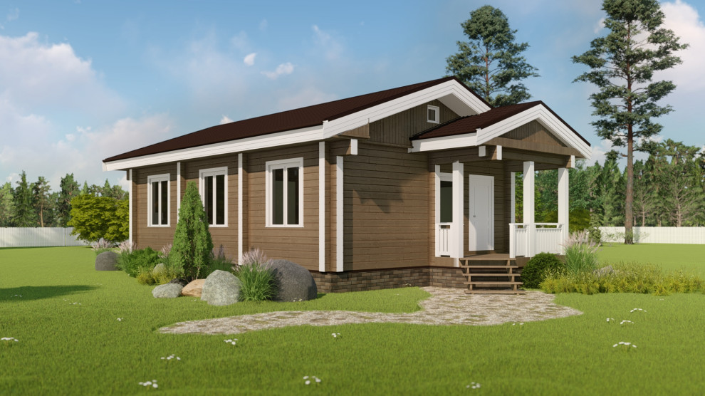 одноэтажный дом из клееного бруса. 7х12