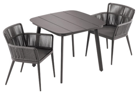 Nette 3-Piece Dining Table Set With and Eiland Table, Carbon and Pewter