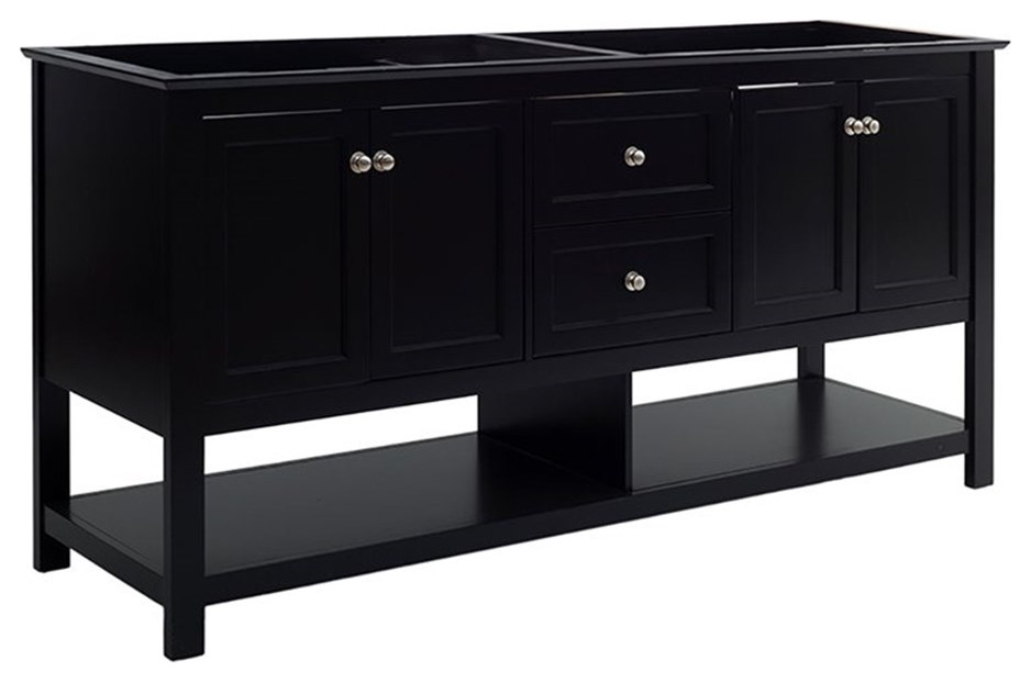 Fresca Manchester 72" Double Sinks Traditional Wood Bathroom Cabinet in Black