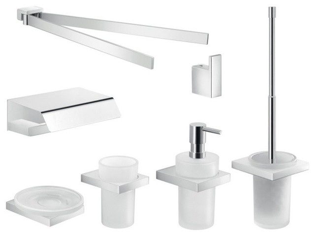 Complete Wall Mounted Chrome Bathroom Accessory Set - Contemporary ...