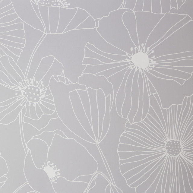 Linear Floral Grey Wallpaper Contemporary Wallpaper by Graham