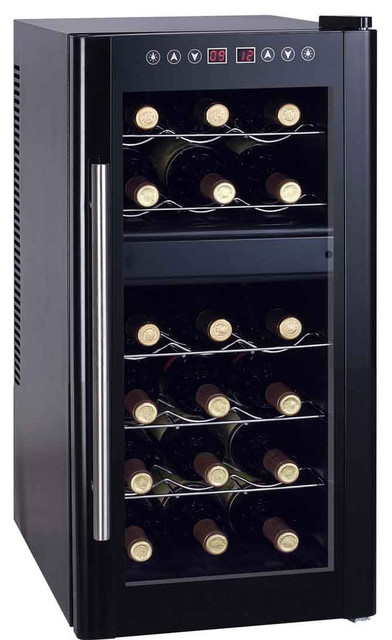 18-Bottle Dual-Zone Thermo-Electric Wine Cooler with Heating