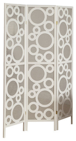 Monarch Specialties White Frame 3 Panel "Bubble Design" Folding Screen