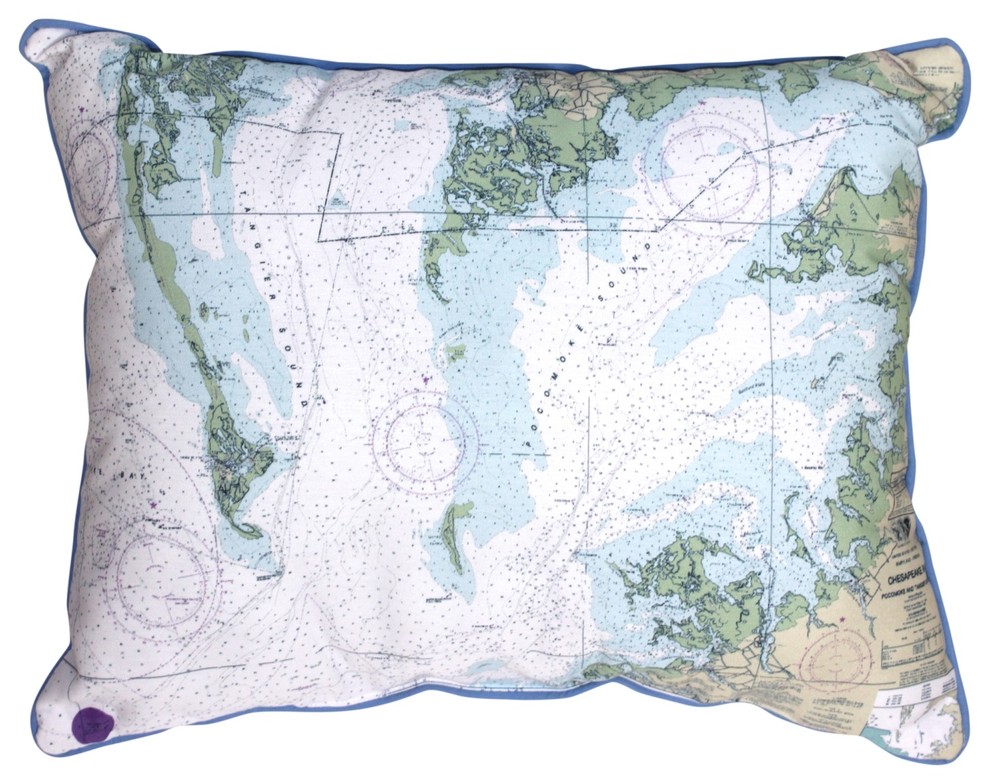 Chesapeake Bay Map 20 x 16 Inch Large Indoor Outdoor Pillow Betsy Drake ...