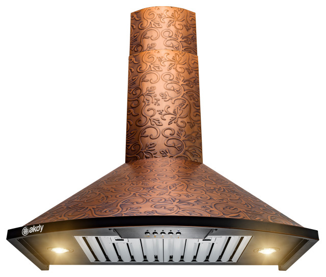 AKDY 30” Wall Mount Embossed Copper Kitchen Range Hood Vine Design