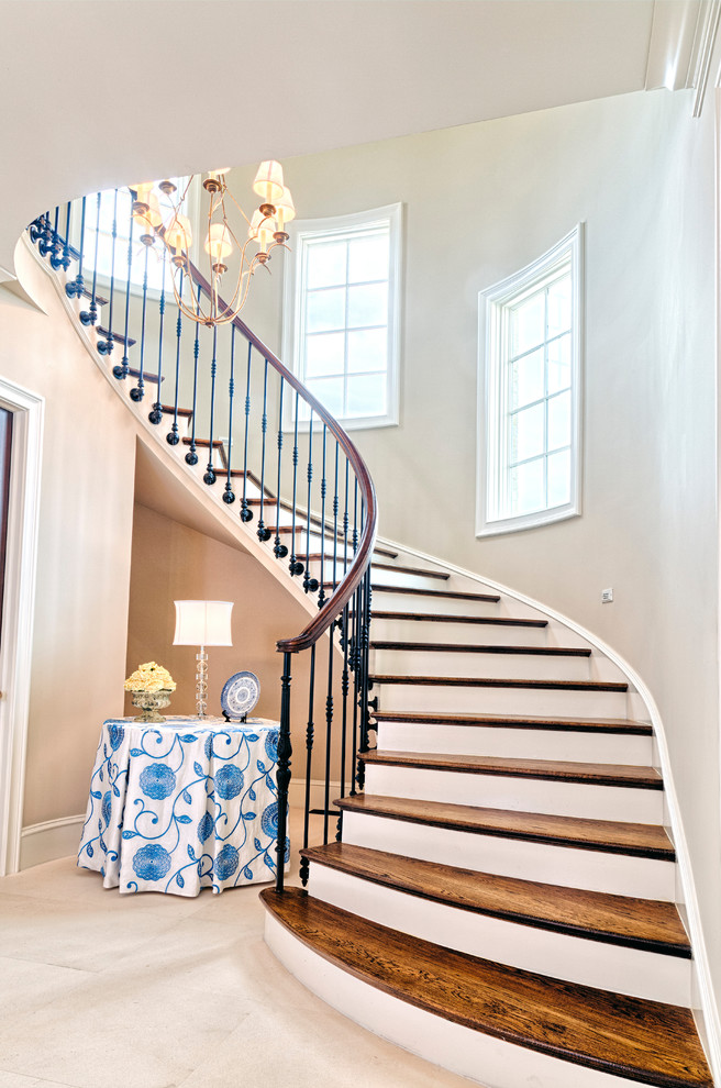 Traditional staircase in Raleigh.