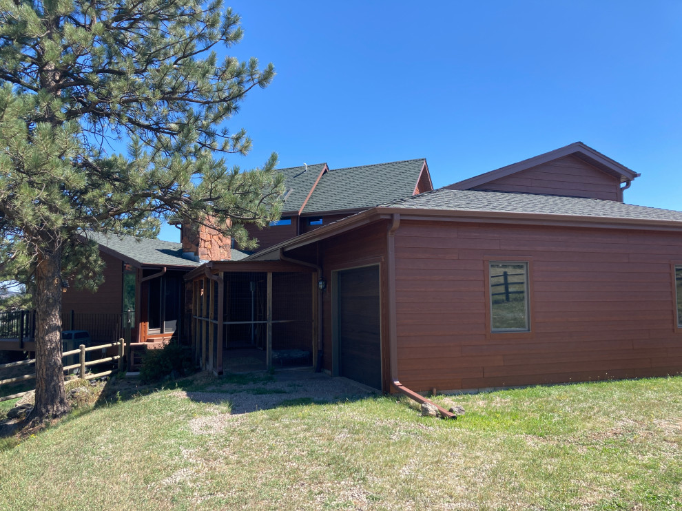 Mountain Castle Fortress with Wrap Around Deck & Barn Rustic Denver