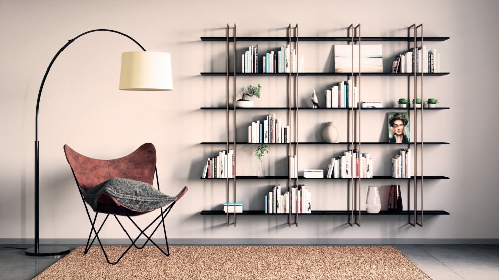 Immagine di uno studio moderno con libreria