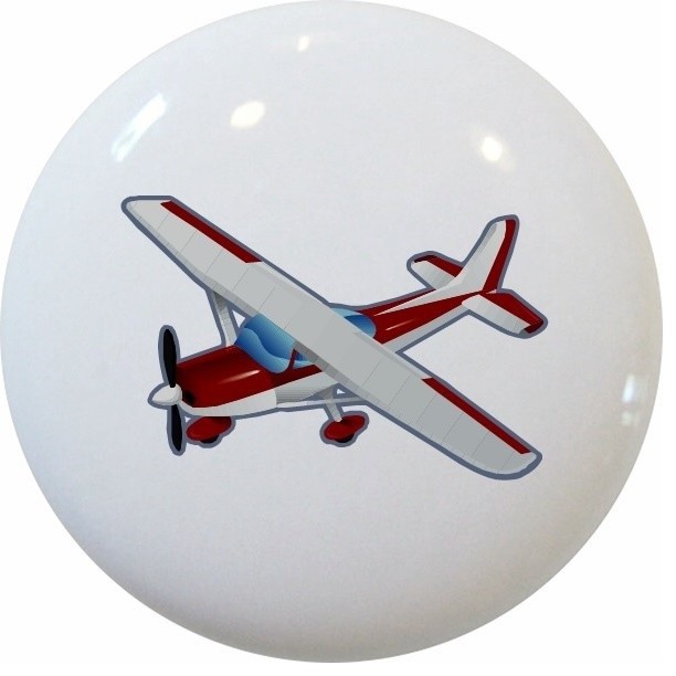 Red Airplane Ceramic Cabinet Drawer Knob Contemporary Cabinet