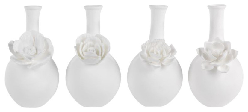 "Cameo" Porcelain Long Neck Vase (Set of 4)