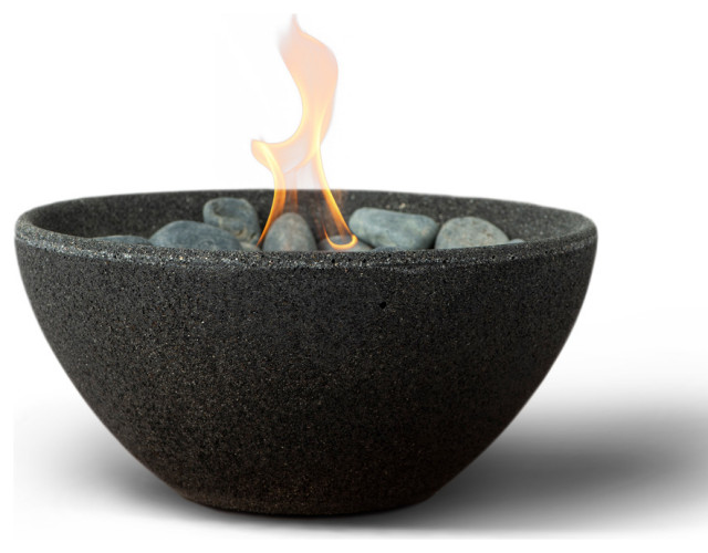 Basin Tabletop Fire Bowl, Can of Pure Fuel Stonecast Graphite