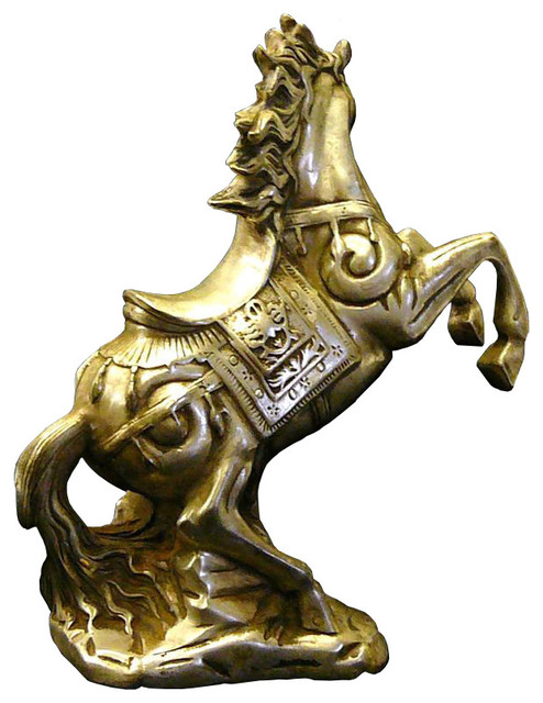 Chinese Silver Pewter Rearing Horse Figure Asian Decorative Objects Chinese Silver Pewter Rearing Horse Figure Asian Decorative Objects