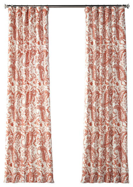 Edina Rust Printed Cotton Curtain Single Panel Contemporary