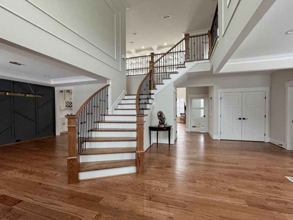 117_Distinct Oak Staircase with Iron Balusters & Oak Rail Profile, Chantilly VA