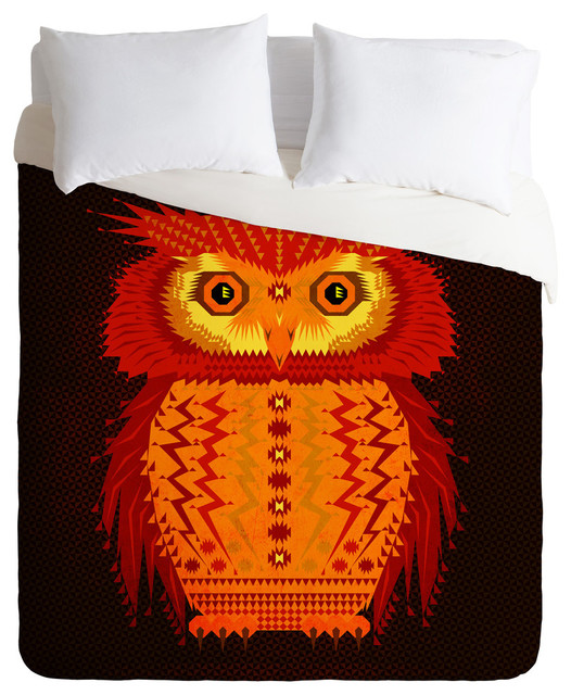 Deny Designs Chobopop Geometric Owl Duvet Cover - Lightweight