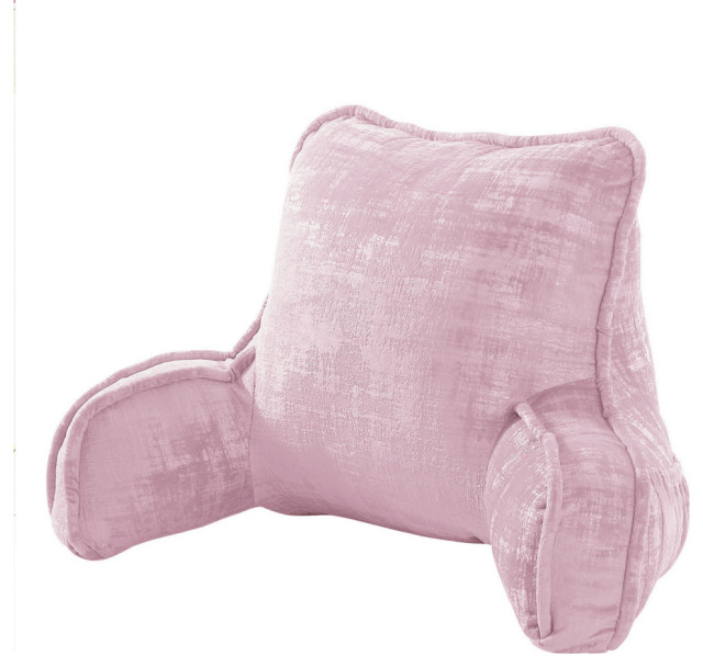 Textured Velvet DIY Bed Rest Cover and Inserts, Soft Pink, 20"x18"x17"