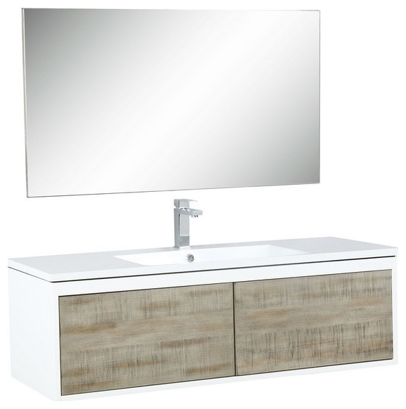 Scopi Modern 48" Rustic Acacia Bathroom Vanity Set Contemporary