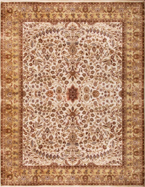 Luxurious Fl Creeper Persian Style Ivory Beige Wool Rug 9 X12 Luxurious Fl Creeper Persian Style Ivory Beige Wool Rug 9 X12
