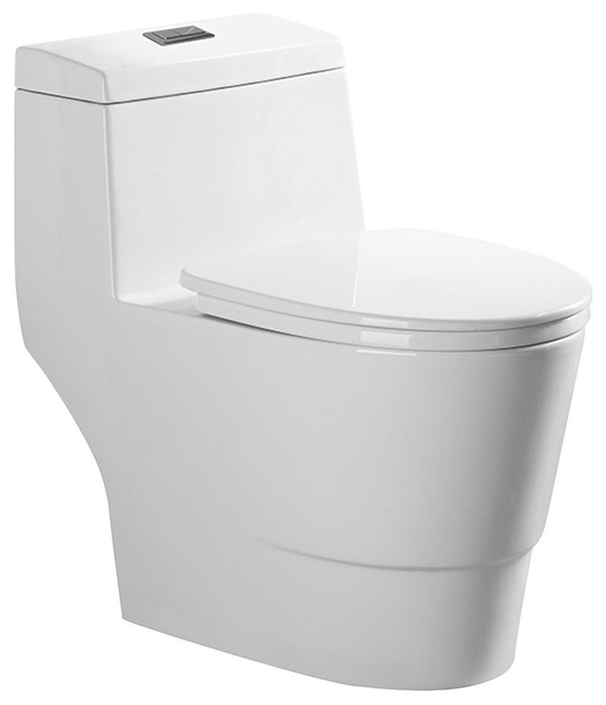 WOODBRIDGEE One Piece Toilet with Soft Closing Seat, Chair Height, 1.28 GPF Dual
