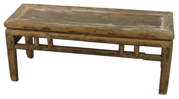Consigned Rustic Shandong Elm Bench 6 Asian Accent And