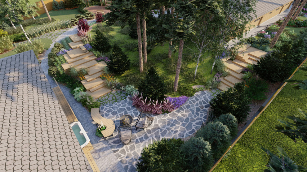 Сад в сосновом лесу